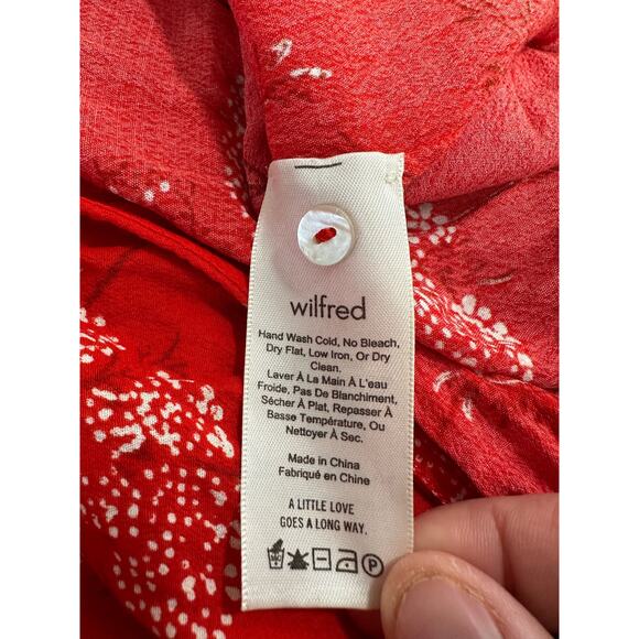 Aritzia Wilfred Red Floral Gallery Button Front Midi Dress Medium Boho Cottage - Picture 12 of 13